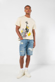 Camiseta kaki con diseño de Looney Tunes y cuello redondo