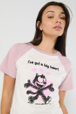 Camiseta de Félix el Gato crema con manga ranglan corta