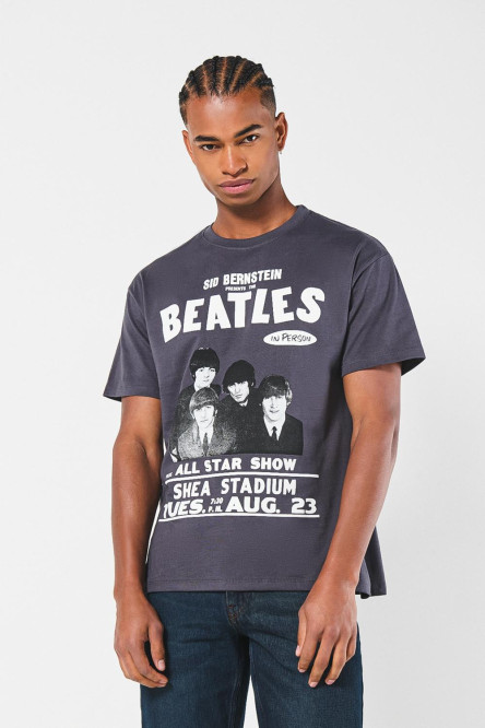 Camiseta gris intensa de The Beatles con manga corta