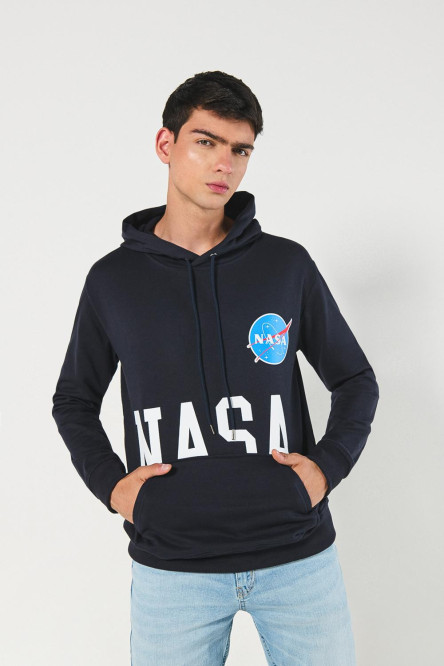 Buzo azul intenso de NASA con capota y bolsillo canguro