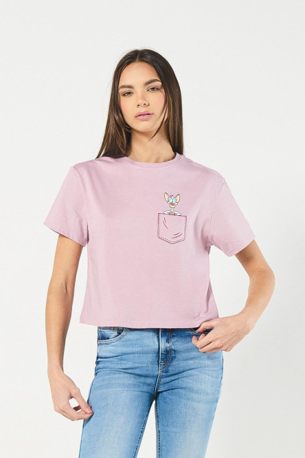 Camiseta de Pinky y Cerebro lila clara crop top