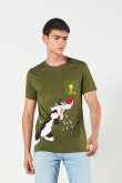 Camiseta verde de Looney Tunes con manga corta y bolsillo