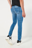 Jean tiro bajo skinny azul claro ceñido con desgastes