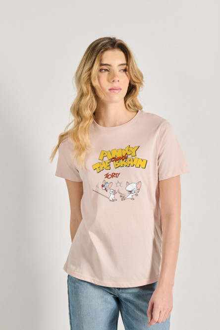 Camiseta cuello redondo unicolor de Pinky y Cerebro