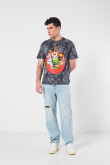 Camiseta gris tie dye manga corta con diseño de Looney Tunes