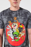 Camiseta gris tie dye manga corta con diseño de Looney Tunes