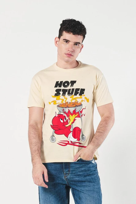 Camiseta de Hot Stuff kaki clara con manga corta