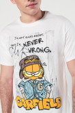 Camiseta crema clara de Garfield con cuello redondo