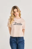 Camiseta college de Berlín unicolor crop top en algodón