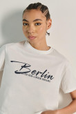 Camiseta college de Berlín unicolor crop top en algodón