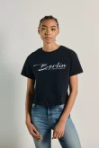 Camiseta college de Berlín unicolor crop top en algodón