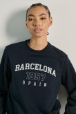 Sueter cuello redondo con estampado de Barcelona Spain