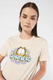 Camiseta kaki clara crop top en algodón de Garfield