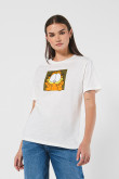 Camiseta unicolor para mujer manga corta estampada en frente de Garfield.