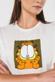 Camiseta de Garfield crema en algodón con manga corta