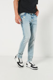 Jean tiro bajo skinny azul claro ajustado con rotos