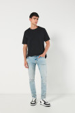 Jean tiro bajo skinny azul claro ajustado con rotos