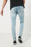 Jean tiro bajo skinny azul claro ajustado con rotos