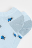 Medias azules claras tobilleras con diseños de insectos