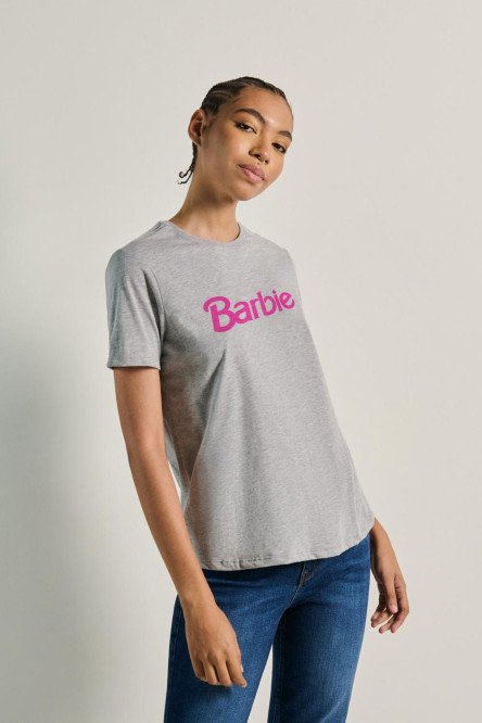 Camiseta unicolor de Barbie en algodón con manga corta