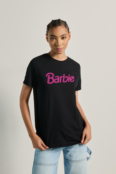 Camiseta unicolor de Barbie en algodón con manga corta