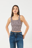 Camiseta negra manga sisa con estampados animal print