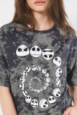 Camiseta crop top gris tie dye oversize con arte de Jack