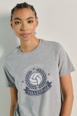 Camiseta unicolor de voleibol college con cuello redondo