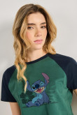 Camiseta de Stitch unicolor con manga ranglan corta