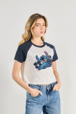 Camiseta de Stitch unicolor con manga ranglan corta