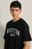 Camiseta college de Houston unicolor oversize manga corta