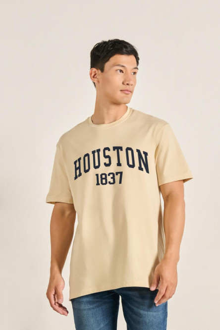 Camiseta college de Houston unicolor oversize manga corta