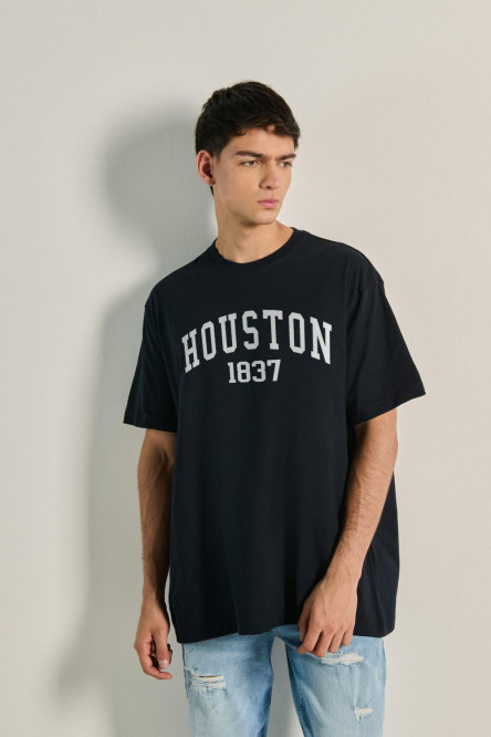 Camiseta college de Houston unicolor oversize manga corta