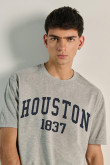 Camiseta college de Houston unicolor oversize manga corta