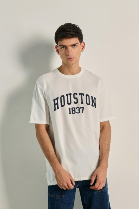 Camiseta college de Houston unicolor oversize manga corta