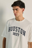 Camiseta college de Houston unicolor oversize manga corta