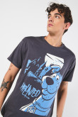 Camiseta gris con estampado de Scooby-Doo y manga corta