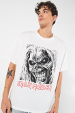 Camiseta de Iron Maiden manga corta crema oversize