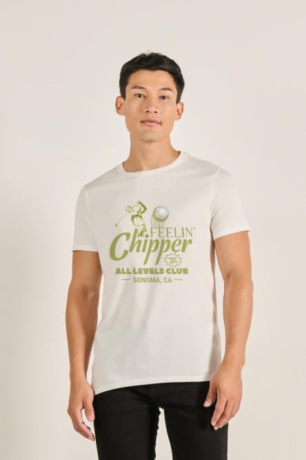 Camiseta cuello redondo unicolor con arte college de golf