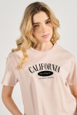 Camiseta crop top unicolor con texto college de California