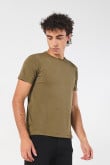 Camiseta unicolor en viscosa ajustada con cuello redondo