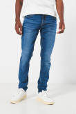 Jean azul skinny tiro bajo con ajuste ceñido y desgastes