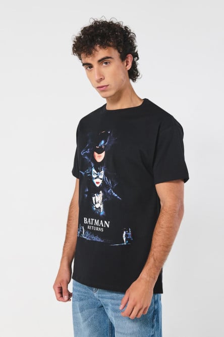 Camiseta manga corta negra con diseño de Batman