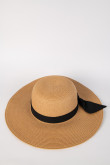 Sombrero fedora kaki con ala ancha y cinta negra