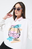 Buzo crema claro crop top con estampado de Garfield