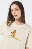 Camiseta de Garfield kaki clara con manga corta