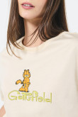 Camiseta de Garfield kaki clara con manga corta