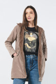 Chaqueta parka doble faz para mujer con capota.