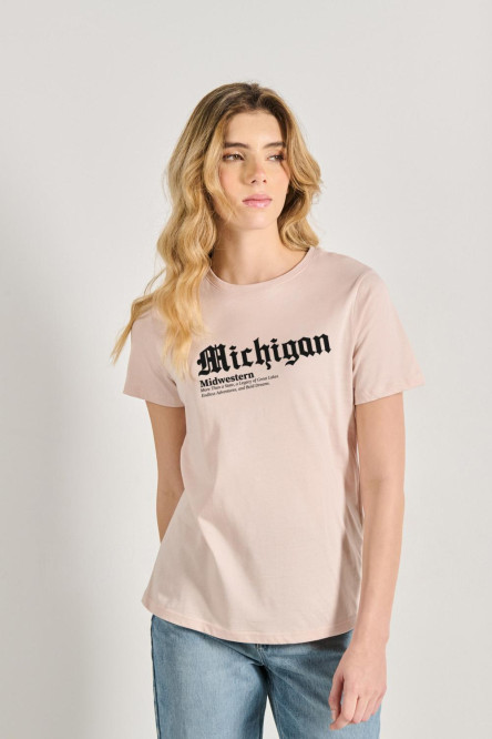 Camiseta manga corta de estampado de Michigan