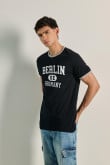 Camiseta college de Berlín unicolor con manga corta